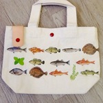 もっとあつまれ！魚たち。デコパージュ  キャンバス地トートバッグ