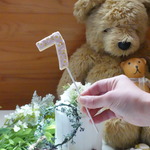 花柄ベージュ#7*ケーキトッパー(フェイククッキー）