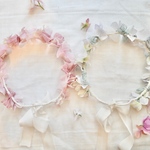 ribbon ✖️ flower crown♡ リボン　× アジサイ  花かんむり♡ baby& kids用　blue version アーティフィシャルフラワー使用