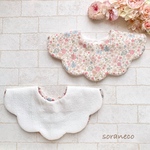花柄刺繍×可憐な花柄ピンクのリバーシブルフラワースタイ♡再販4