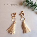 《再×5》タッセルとゴールドダイヤのイヤリング＊＊ivory