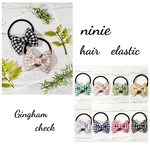 1個販売～ギンガムチェックのフラットりぼんヘアゴム