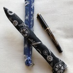 刺繍布ペンケース・スリム ＜星めぐりの旅＞青
