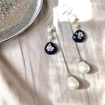 ネイビー×パール 　ピアス/イヤリング