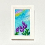 ラベンダー  羊毛フェルトと刺繍の絵画  ミニ額