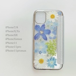 iPhoneクリア手帳型＊ブルーデルフィニウム＊ナチュラル押し花スマホケース
