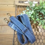 【ブルー系・細】 デニムリメイク　ショルダーベルト