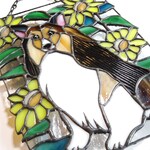 【H様オーダー品】「シェルティ❤夏」のステンドグラス・２Ｗａｙパネル