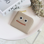 【ベージュ】高級感のある薄くて軽い/思わずニッコリ笑顔になってしまうモンスターコンパクトミニL字財布/コンパクト財布【ニッコリver.】