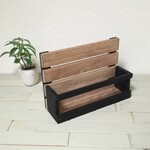 収納ラック ブックスタンド 小物入れ Ｈ１６５　ブラック / ブラウン 壁掛け仕様に変更できます