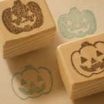 ゴム版はんこ　ハロウィンのおばけかぼちゃ