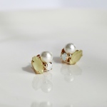 小ぶり♡イエローマーキス×ビジューピアス／イヤリング