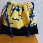 給食袋 巾着袋 お着替え袋    車 イエロー