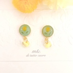 ミモザ&ティアドロップビーズのイヤリング/ピアス
