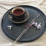 墨黒の丸盆
