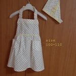 ドット柄　子供エプロン&三角巾セット　女の子　100～110