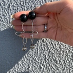 くねくねシルバーブラックピアス