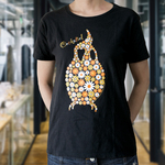 オカメインコフラワーTシャツ / ブラック