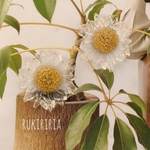 RUKIRIRIA #455 クリアフラワーピアス  ひまわり 大ぶりピアス　大ぶりイヤリング 