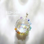 レインボークォーツ・スフィアペンダント（ワイヤージュエリー☆ワイヤーアクセサリー☆ワイヤーラッピング天然石ネックレス）