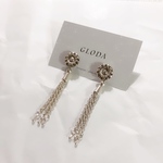 シルバーチェーン シルバーピアス 花 フラワー ボタンピアス 樹脂 アレルギー対応 結婚式 ウェディング 入学式 ロングピアス 大ぶりピアス チェーンピアス フォーマル カジュアル 