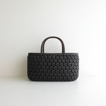 花結び編みのかごバッグ（ブラック）