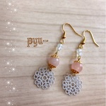 ＊ローズクォーツ×ピアス／イヤリング＊