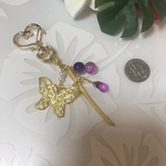◎日本刀と蝶々のチャーム　ハートのキーホルダー　ストラップ　胡蝶しのぶ
