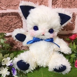 こねこちゃん 白×デニム ぬいぐるみ