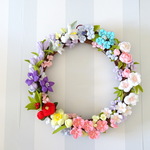 つまみ細工　四季のお花のリース