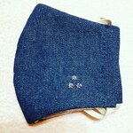 デニムマスク　ワンポイントビーズ刺繍