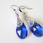 Blue drop crystal glass【シルバー／ピアス】