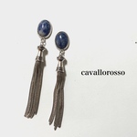 【sale】¥1200→980!!メタルタッセルピアスorイヤリング（ブルー）