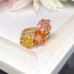 花束〜ビタミンカラー〜【ジルコニアとスワロフスキー ビーズのリング、ビーズアクセサリー】