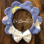 ペット用もくもくスタイ♡夢みるしろくま🐻柄(ライラック)♡リボン・鈴オプション