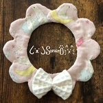 ペット用もくもくスタイ♡夢みるしろくま🐻柄(ベビーピンク)♡リボン・鈴オプション