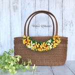 クロッカス バッグチャーム オレンジ　ハワイアンリボンレイ 