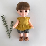 黄色とチェック　ソランちゃんの服セットアップ