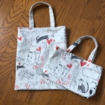 ハンドメイド　トートバッグ  ねこ　セット