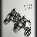 再販×３☆マットチェックのサルエルパンツ（ポケット付）