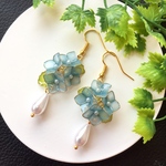 紫陽花 ディップアートのフラワーピアス or イヤリング