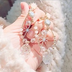 ロング ドロップ ピアス 雪の結晶 大ぶり ピアス