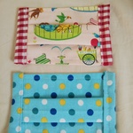 ラスト 赤チェック×どうぶつ柄と水玉【手作り子供マスクキット２枚セット】ハンドメイド 　インナーマスク　 　　子ども布マスクにも（ゴムをいれてください）マスク