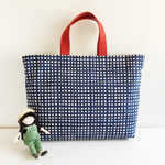 ♯♯チェックチェックチェック♪NAVY×red マチ付きレッスンバッグ♯♯