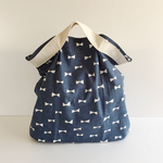 ○●Ribbon × Indigo Blue 　お買い物が楽しくなるエコバッグ●○