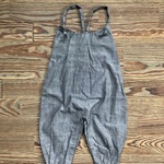グレーダンガリーのサロペットロングパンツ