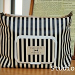 【Studio.I】大人カワイイ♪オリジナルおむつポーチ＊ベビー用品もオシャレに可愛く＊ブラックストライプ