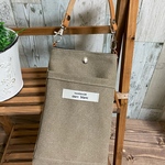 本革ストラップ（キャメル）スマホポーチ   カフェオレブラウン帆布