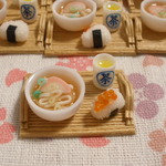 おにぎり＆おうどんセット☆いくら　樹脂粘土　ミニチュアフード