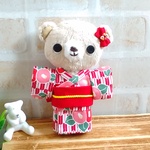 ぬいぐるみの着物(赤)　くま・うさぎ用